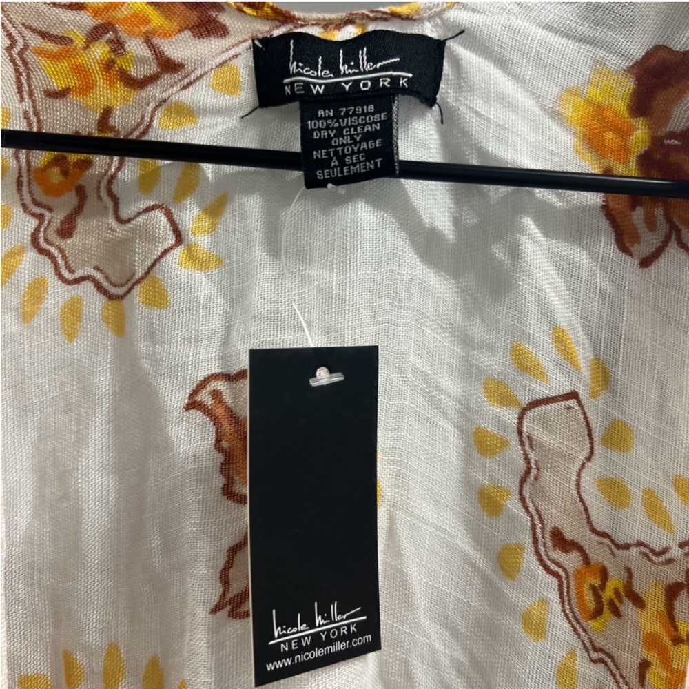 Nicole Miller New York Sheer Kimono Duster Orange Paisley Floral NWT One Size - Picture 3 of 7